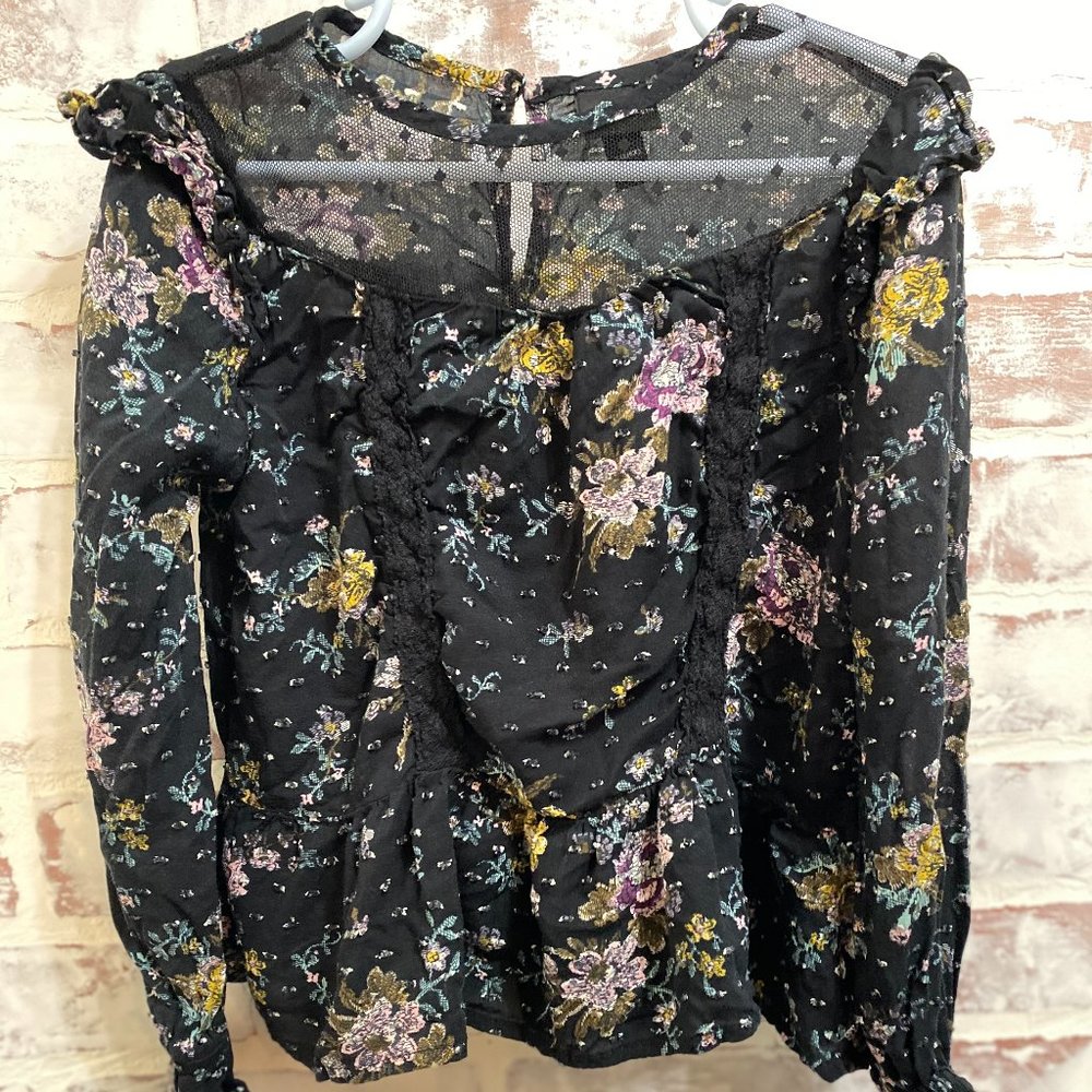 Girls boho look top with lace yoke